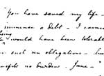 Detail of Charlotte Brontë's handwritten manuscript